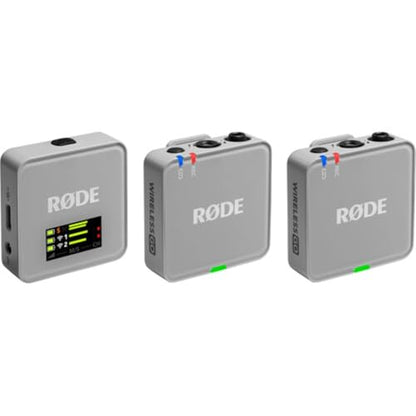 RØDE Wireless GO (Gen 3) 2-Person Compact Digital Wireless Microphone System/Recorder | 2.4 GHz, Stone Bundle with GO Handheld Mic Adapter + Lavalier Microphone + Furry Windscreen + Cloth (5 Items) - color: Stone