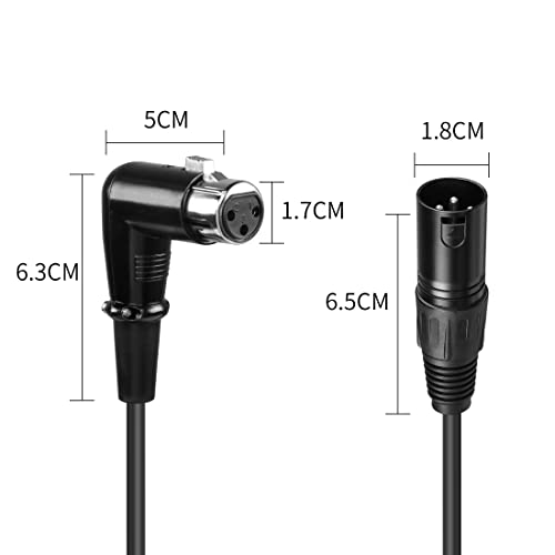 YACSEJAO XLR Microphone Right Angle Cable 3FT XLR Male to Female XLR 3Pin Mic Connector for Powered Speakers, Audio Interface or Mixer (90 Degrees XLR Female) - color: 90 Degrees XLR Female