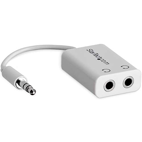 StarTech.com White Slim Mini Jack Headphone Splitter Cable Adapter - 3.5mm Audio Mini Stereo Y Splitter - 3.5mm Male to 2x 3.5mm Female (MUY1MFFADPW),White - Slim - size: Adapter, style: White