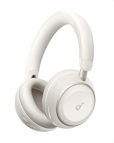 Soundcore Anker Space 2 Bluetooth 6.1 Over-Ear Headphones, Travel-Ready | Active Noise Cancelling, 50H Playtime, LDAC Hi-Res, Dual Connection, Clear Calls, Nap Mode, Wearing Detection, Fast Charging - color: Linen White