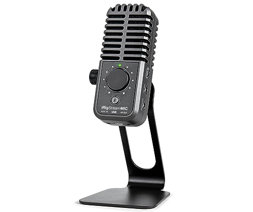 IK Multimedia iRig Stream Mic USB Condenser Microphone with Integrated Audio Interface -Podcast, Gaming for pc, Streaming Plus Audio Mixer
