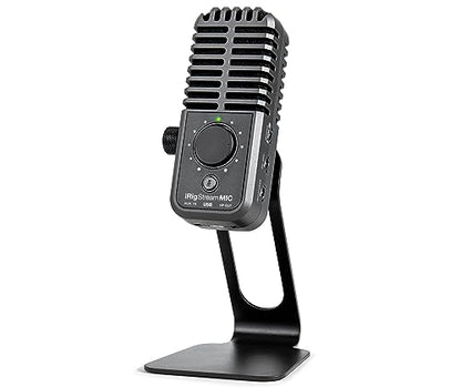 IK Multimedia iRig Stream Mic USB Condenser Microphone with Integrated Audio Interface -Podcast, Gaming for pc, Streaming Plus Audio Mixer