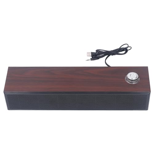 ANGGREK Desktop Computer Soundbar, Computer Speakers HiFi Stereo AUX in Wired Plug and Play Volume Control Wooden Low Noise for Laptop