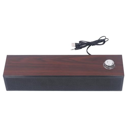 ANGGREK Desktop Computer Soundbar, Computer Speakers HiFi Stereo AUX in Wired Plug and Play Volume Control Wooden Low Noise for Laptop