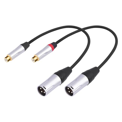2Pack 1Ft RCA Female to 3Pin XLR Male Audio Cable;Balance XLR Male to RCA Female Unbalanced,Mixer, Power Amplifier, Audio Player Cable - color: RCA F To XLR M