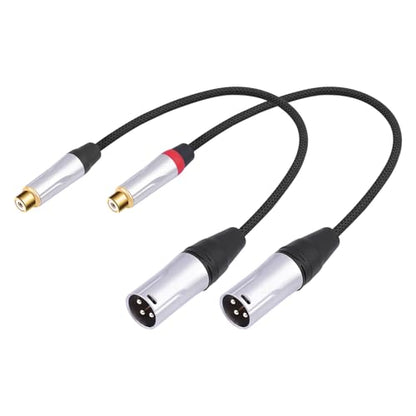2Pack 1Ft RCA Female to 3Pin XLR Male Audio Cable;Balance XLR Male to RCA Female Unbalanced,Mixer, Power Amplifier, Audio Player Cable - color: RCA F To XLR M