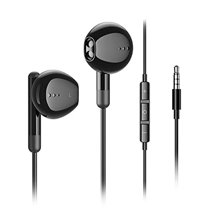Kimwood Wired Earbuds with Microphone, Wired Earphones in-Ear Headphones HiFi Stereo, Powerful Bass and Crystal Clear Audio, Compatible with iPhone, iPad, Android, Computer Most with 3.5mm Jack - color: Black, size: regular