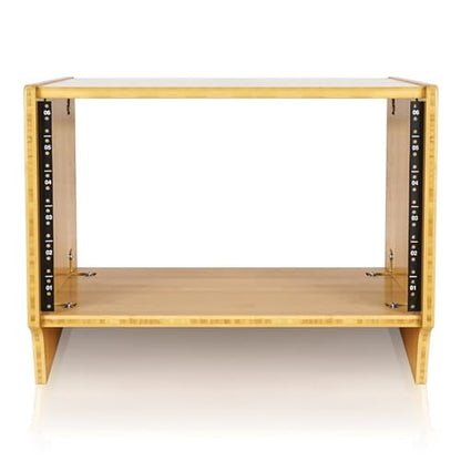 Sound Town DIY 6U Angled Desktop Turret Studio Rack, Solid Carbonized Bamboo, Assembly Required (STBR-6SL) - size: 6U, Angled