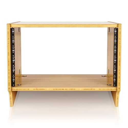 Sound Town DIY 6U Angled Desktop Turret Studio Rack, Solid Carbonized Bamboo, Assembly Required (STBR-6SL) - size: 6U, Angled