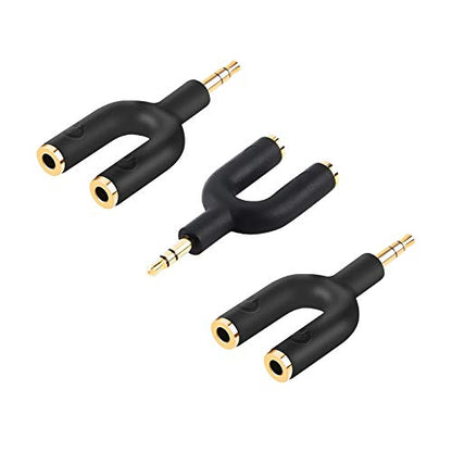 CableCreation 3-Pack Headphone Splitter Adapter, Aux Stereo Y Jack Splitter - size: 3-Pack, style: Splitter Adapter