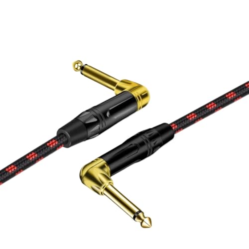 FENG GUO Instrument Right Angle Ja-ck 6.35 mm Mono Cable Gold Plated 1m 1.8m 300cm 5m 7.5m 10m Male to Male Cable for Guitar Bass Keyboard(5m) - size: 5m
