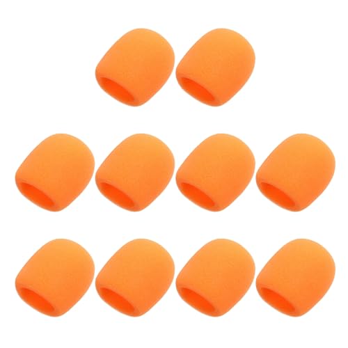 MECCANIXITY 10pcs Microphone Foam Covers, 40mm (1.57") ID 10mm (0.39") Thickness Microphone Windscreen Foam Cover for Most Handheld Microphones, Orange - color: Orange