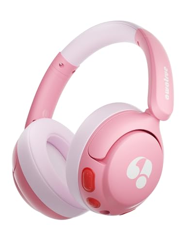 awatrue Kids Bluetooth Headphones, 85dB Volume Limiter, Pink HK02 | Foldable Wireless, Bluetooth 5.4, 75H Playtime, Built-in Mic, for iPad & Travel - color: Pink