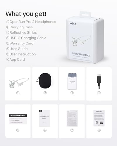 SHOKZ OpenRun Pro 2 Bone Conduction Bluetooth Sport Headphones, Silver | Bundle with Reflective Strip；Open-ear awareness; DualPitch premium sound；Smart Mic; IP55; 12H battery; Running/cycling/hiking - color: Silver, size: Standard