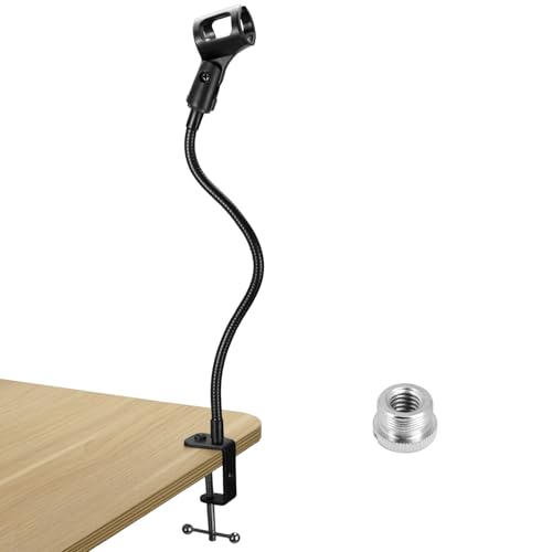 QWORK 13" Gooseneck Microphone Stand – Flexible Desktop Clamp-On Mic Mount