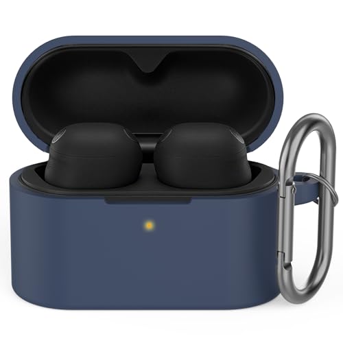 AhaStyle Silicone Case for Sony WF-1000XM6 (2026) Accessories,Midnight Blue | with Carabiner, LED Visible, Skin-Friendly Soft Touch, Full Protection, Shockproof, Wireless Charging, for Men Women - color: Midnight Blue