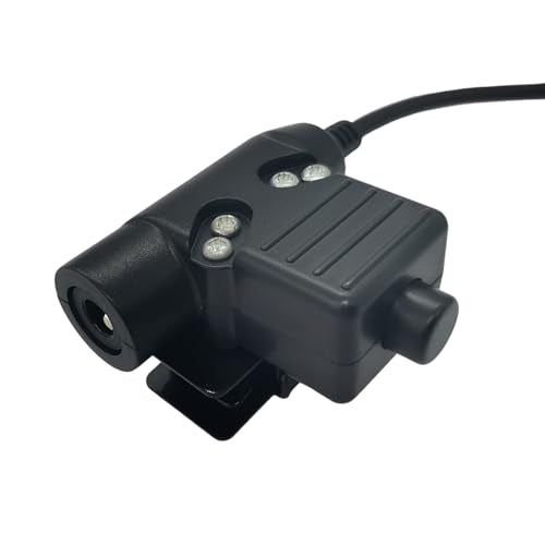 2 Pin U94 PTT Tactical Push to Talk Button Radio 7mm Adapter System for Baofeng Kenwood (Black, Military Wiring)