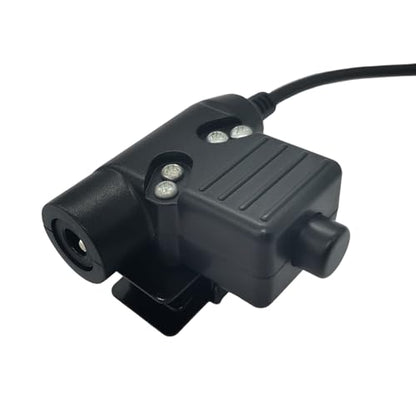 2 Pin U94 PTT Tactical Push to Talk Button Radio 7mm Adapter System for Baofeng Kenwood (Black, Military Wiring)