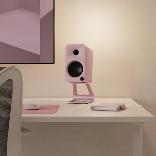 Kanto ORAMP 100W Powered Reference Desktop Computer Speakers with Bluetooth 5.0 and USB-C Input | Bi-Amplified | 100 Hz Automatic Crossover | Reference Quality Sound | Pair | Pink - color: Pink, size: 3" Woofer - 100 Watts