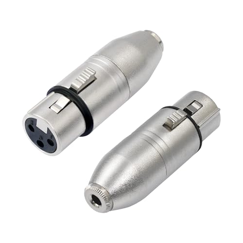 2Pack 1/8 TRS Female to 3Pin XLR Female Aduio Adapter,Balanced XLR to 3.5mm Converter for Mixer, Microphone, Power Amplifier - color: 1/8 F to XLR F