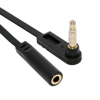 Cable Ultra Slim Flat AUX 3.5mm 4-Poles Audio Stereo Male to Female Extension Speaker Cable 90 Degree Right Angled 15cm - style: 4-Poles Male to Female