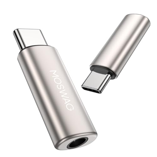 MOSWAG USB C to 3.5mm Headphone Adapter, Wide Compatibility, Plug and Play for Samsung, iPad, Pixel, Huawei | Zinc Alloy Adapter Compatible with iPhone 15 Plus Samsung GalaxyS23 S22 S21 S20 S10 Plus, Ultra S21+, Pixel 7/6, Pad Pro 6 - color: Silver, size: