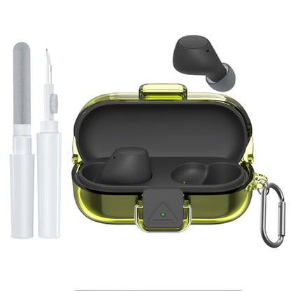 [with Safety Lock] for Sony WF-C510 Case Cover, Clear Soft TPU Protective Earbuds Case with Carabiner & Cleaner Kit Accessories Set(Clear Yellow) - color: Clear Yellow