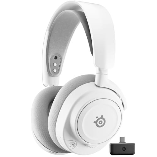 SteelSeries Arctis Nova 7P Wireless Gen 2 Gaming Headset - Real-Time App Control Neodymium Magnetic Drivers, Mix 2.4GHz/Bluetooth, Compatible with PS5, PC, Switch, Mobile - White (Renewed) - color: White, style: Over the ear