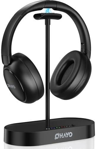 OHAYO Wireless TV Headphones for Seniors with Transmitter Charging Dock, Digital Optical AUX RCA Plug and Play Wireless Headphones for Watching TV, No Audio Delay, 100ft Range, Hearing Impaired Gifts