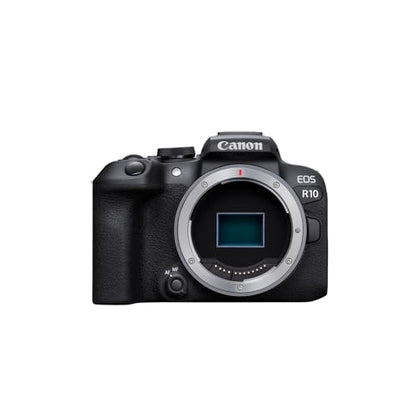 Canon EOS R10 Content Creator Kit, Mirrorless Vlogging Camera with RF-S18-45mm F4.5-6.3 is STM Lens, Tripod and Stereo Microphone, 24.2 Megapixel CMOS (APS-C) Sensor, 4K Video, Black | 24.2 Megapixel CMOS (APS-C) Sensor, Stereo Microphone, 4K Video, RF-S1