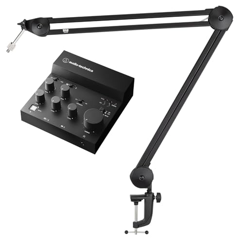 Audiosavings Bundle: AT-UMX3 USB Audio Mixer - Plug-and-Play, Live Streaming Ready Bundle with 512-BBA 31" Adjustable Microphone Boom Arm Mic Stand (2 Items)