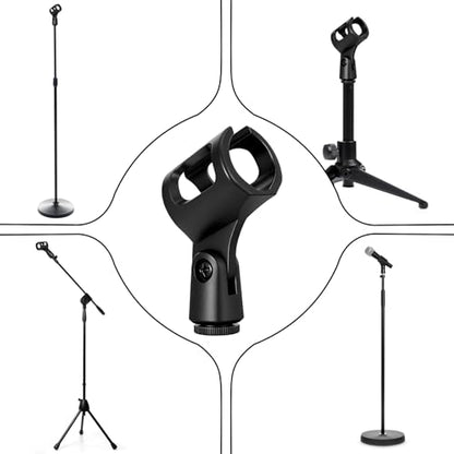 4Pcs Microphone Clip Mic Holder Adjustable Angle Flexible Rubber Handheld Wireless Mic Holders Clamp for Handheld Microphones(Inner Diameter Range 30-50mm)
