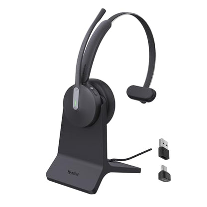 Yealink BH70 Mono Wireless Headset with Charging Stand, Teams Certified Bluetooth Headphone with Mic for Work, up to 35h Talk Time, 91g All-Day Comfort Perfect for Open Office Hybrid Work