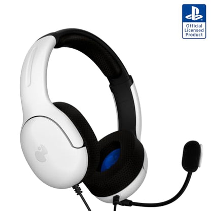 PDP AIRLITE Wired Stereo Gaming Headset, Officially Licensed by Sony PlayStation 5, PS5/PS4/PS3/PC, Lightweight Durable Headphones, 3.5mm audio jack, Noise-canceling Flip-to-Mute Mic, Frost White - color: Frost White, style: Wired