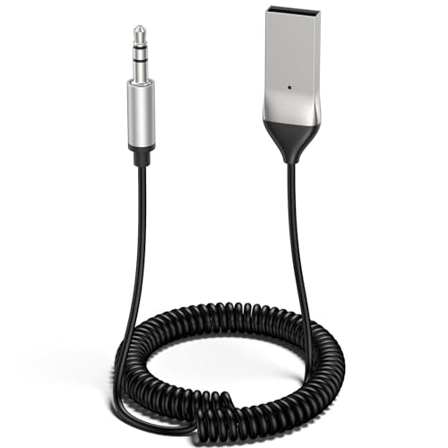 Meliya Aux to Bluetooth 5.3 Adapter for Car, USB 2.0 to 3.5mm Bluetooth Receiver Jack Kit with Built-in Microphone Aux Input for Hands-Free Calls, Car Speaker, Home Audio, Music Streaming