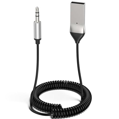 Meliya Aux to Bluetooth 5.3 Adapter for Car, USB 2.0 to 3.5mm Bluetooth Receiver Jack Kit with Built-in Microphone Aux Input for Hands-Free Calls, Car Speaker, Home Audio, Music Streaming