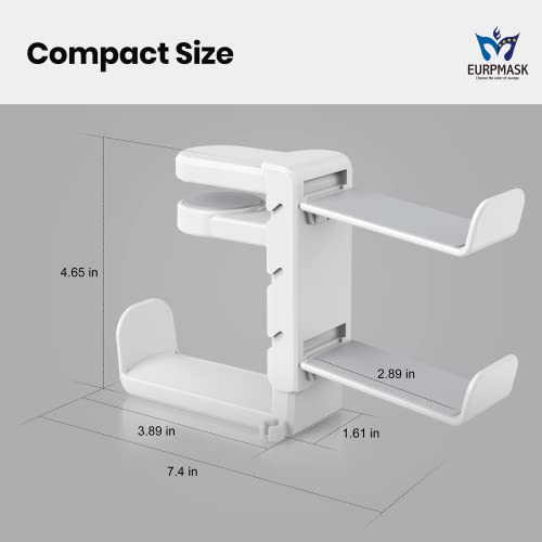 EURPMASK 3-in-1 Rotating Headphone Stand w/2 Detachable Controller Holders | Adjustable Clamp-on Headset Holder Hanger,360°Swivel,Gaming Headset Hanger,Cable Organizer,Keep Headphones Secure&Desk Tidy - color: White Pro