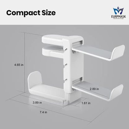 EURPMASK 3-in-1 Rotating Headphone Stand w/2 Detachable Controller Holders | Adjustable Clamp-on Headset Holder Hanger,360°Swivel,Gaming Headset Hanger,Cable Organizer,Keep Headphones Secure&Desk Tidy - color: White Pro