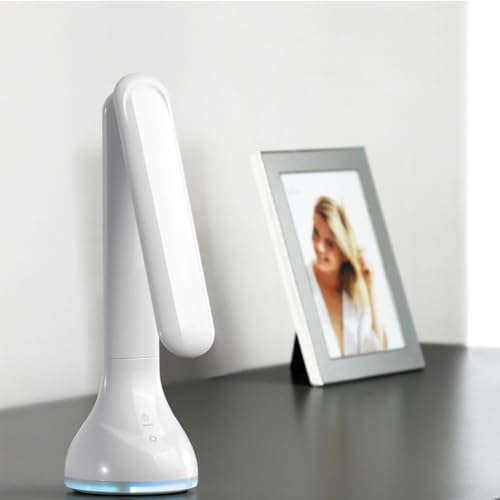 IHAO 7-Color Gradient Ambient Desk Lamp with LED Display Eye-Caring LED Table Lamp with Calendar, Temperature Display, Multi-Angle Adjustable Modern Office Lamp for Home & Office T19A White - color: Table Lamp T19A White