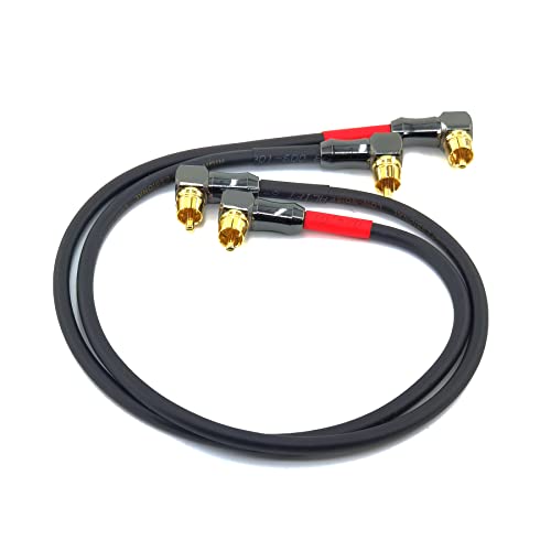 WJSTN-061 Right Angle RCA to Right Angle RCA Cable Male-to-Male RCA Audio Cable 2Pack (2FT) - size: 2FT