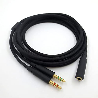 Headphone Splitter 2 in 1 Y-Splitter Replacement Audio Extension Cable Compatible with HyperX Cloud II/Cloud Alpha/Cloud Flight/Cloud Silver/Cloud Flight/CloudX Series Headsets, 6.5FT