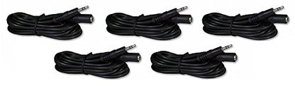 Five Pack of YCS Basics 12 Foot 3.5mm Headphone Extension Cables Male/Female - size: 012 Ft 5 Pack