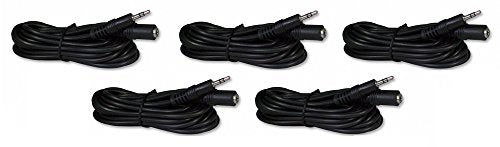 Five Pack of YCS Basics 12 Foot 3.5mm Headphone Extension Cables Male/Female - size: 012 Ft 5 Pack