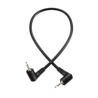 2.5mm Audio Aux Cable，90 Degree 2.5mm TRRS Male to 2.5mm TRRS Male Double Angled Stereo Headset Headphone Jack Connector Cable（0.3M）