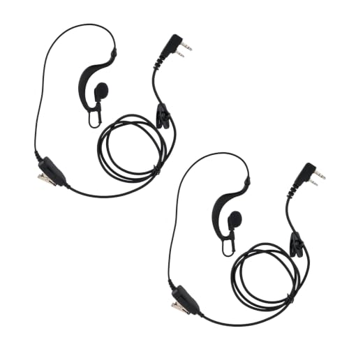 G Shape 2 Pin Walkie Talkie Earpiece Headset Compatible with Baofeng UV-5R Retevis H-777 RT21 RT22 Arcshell AR-5 Two Way Radio (2 Pack)