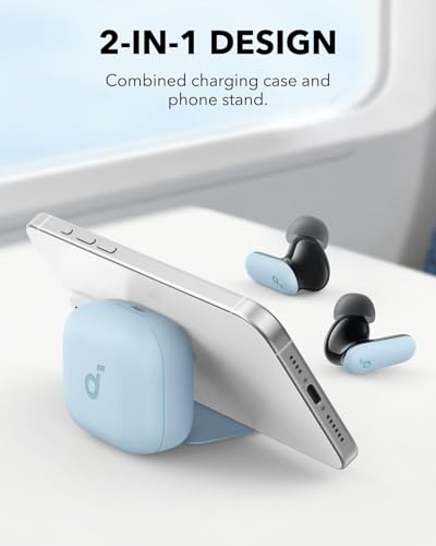 Soundcore P30i by Anker Noise Cancelling Earbuds, Hands-Free Viewing | Strong and Smart Noise Cancelling, Powerful Bass, 45H Playtime, 2-in-1 Case and Phone Stand, IP54, Bluetooth 5.4 - color: Blue
