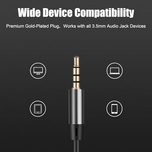 LERMX in-Ear Headphones with Microphone Noise Isolating Earbud Tips with 3.5mm Cable for Phones