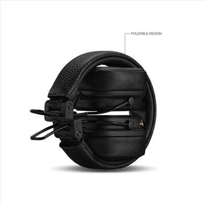 Marshall Major V Wireless On-Ear Bluetooth Headphones - 100+ Hr Playtime | Detachable Audio Cable | Microphone for Calls | Lightweight, Foldable Design for Travel - Black - color: Black