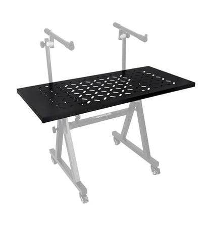 Rockville KS2 Shelf for Z-Stand or X-Stand DJ Table, 150 lbs Capacity, Ventilation Holes, Foam Padding, Perfect for DJs and Musicians | 150 lb Capacity, Heavy-Duty Steel, Black Powder Coated, 39.5" x 18.6" Surface, Ventilation Holes, Universal Fit, Portab
