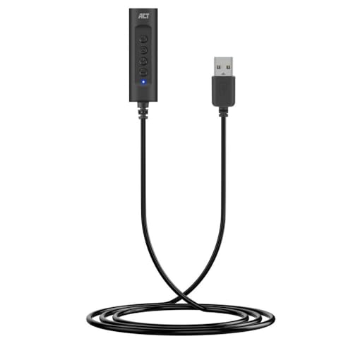 ACT USB sound card, USB to jack 3.5 mm socket, with volume control, USB sound card external, connects audio and microphone aux to PC/laptop/- AC9360